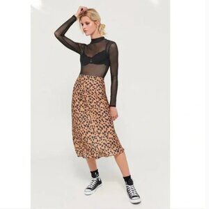 Urban Outfitters | Brown Black Animal Leopard Print Midi Skirt Small